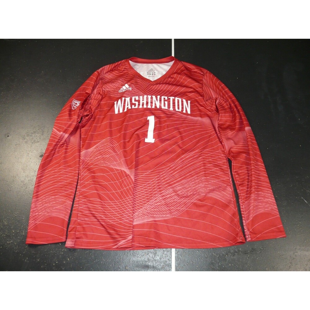 UW Washington Huskies PAC 12 Adidas Red Long Sleeve Soccer Jersey #1 Women's L